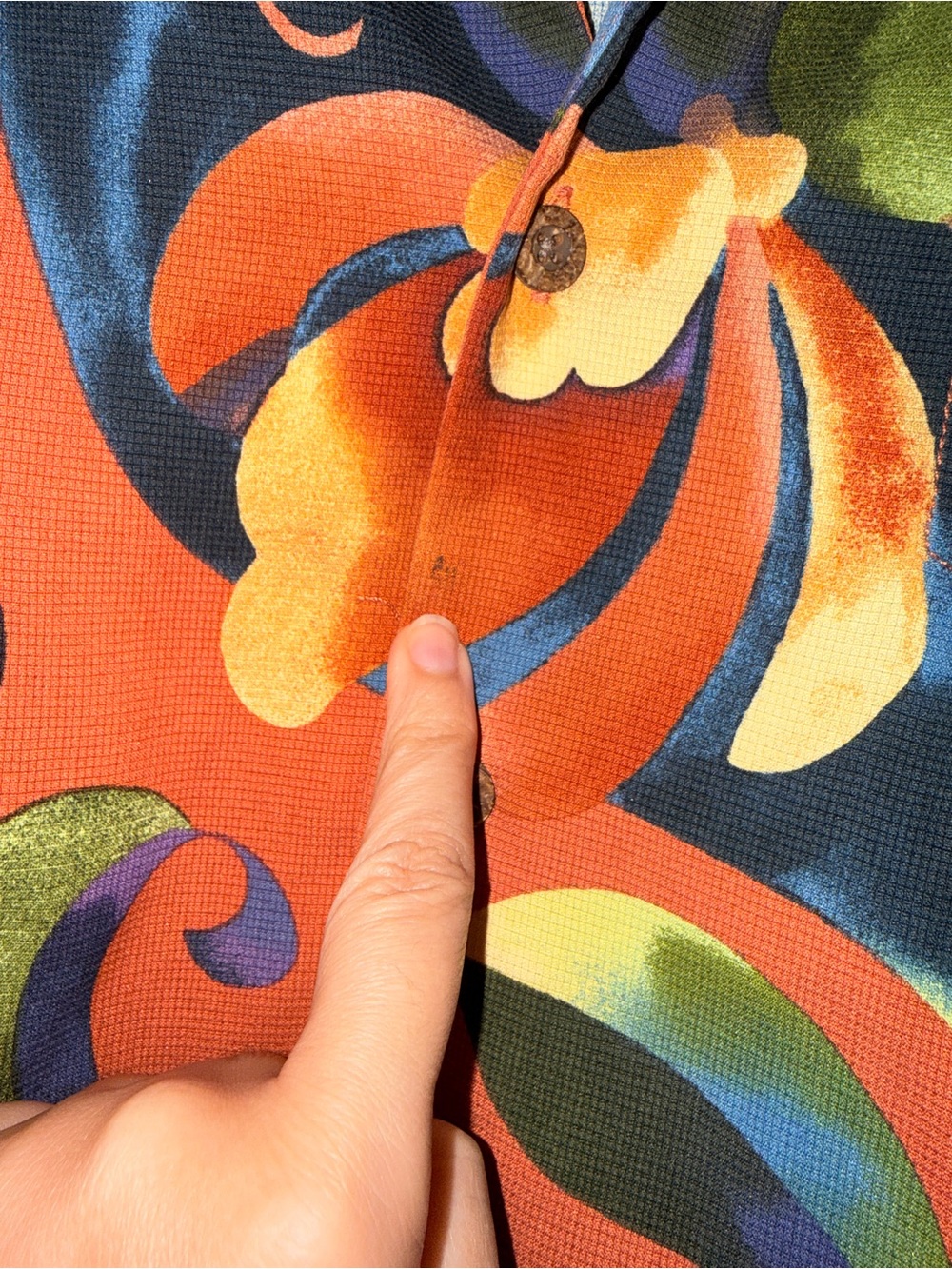 Tommy Bahama Orange Floral Short Sleeve Button-Down Shirt - Picture 4 of 5